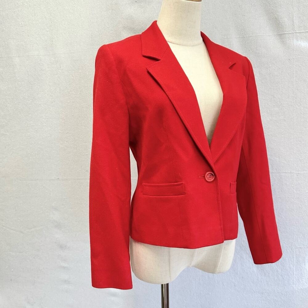 Vintage Pendleton Red 100% Virgin Wool Blazer Size 8P Petite One Button Lined - Picture 10 of 13